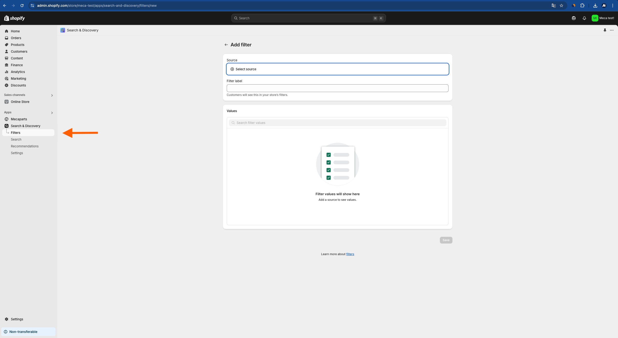 Filters Tab