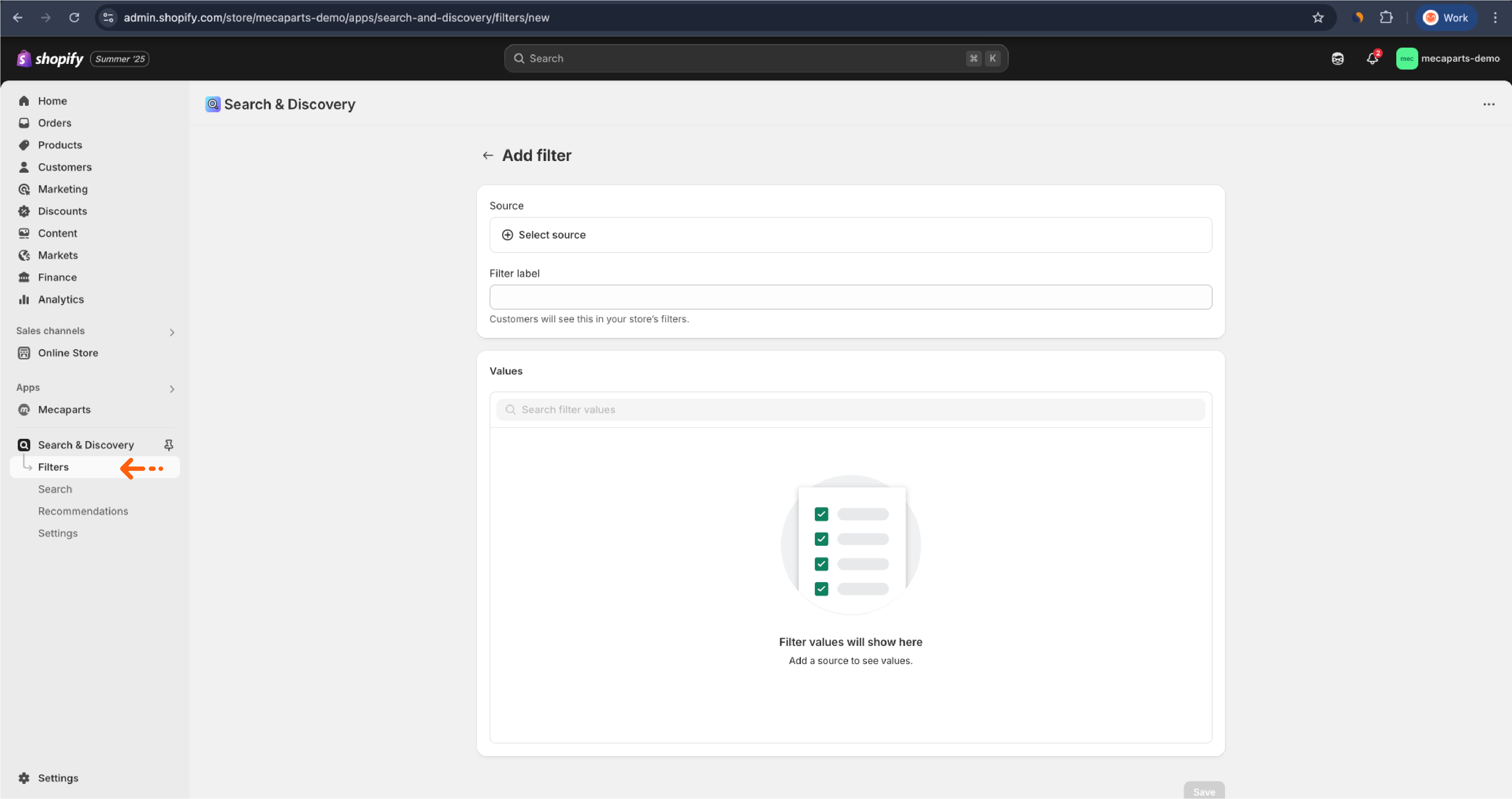Filters Tab