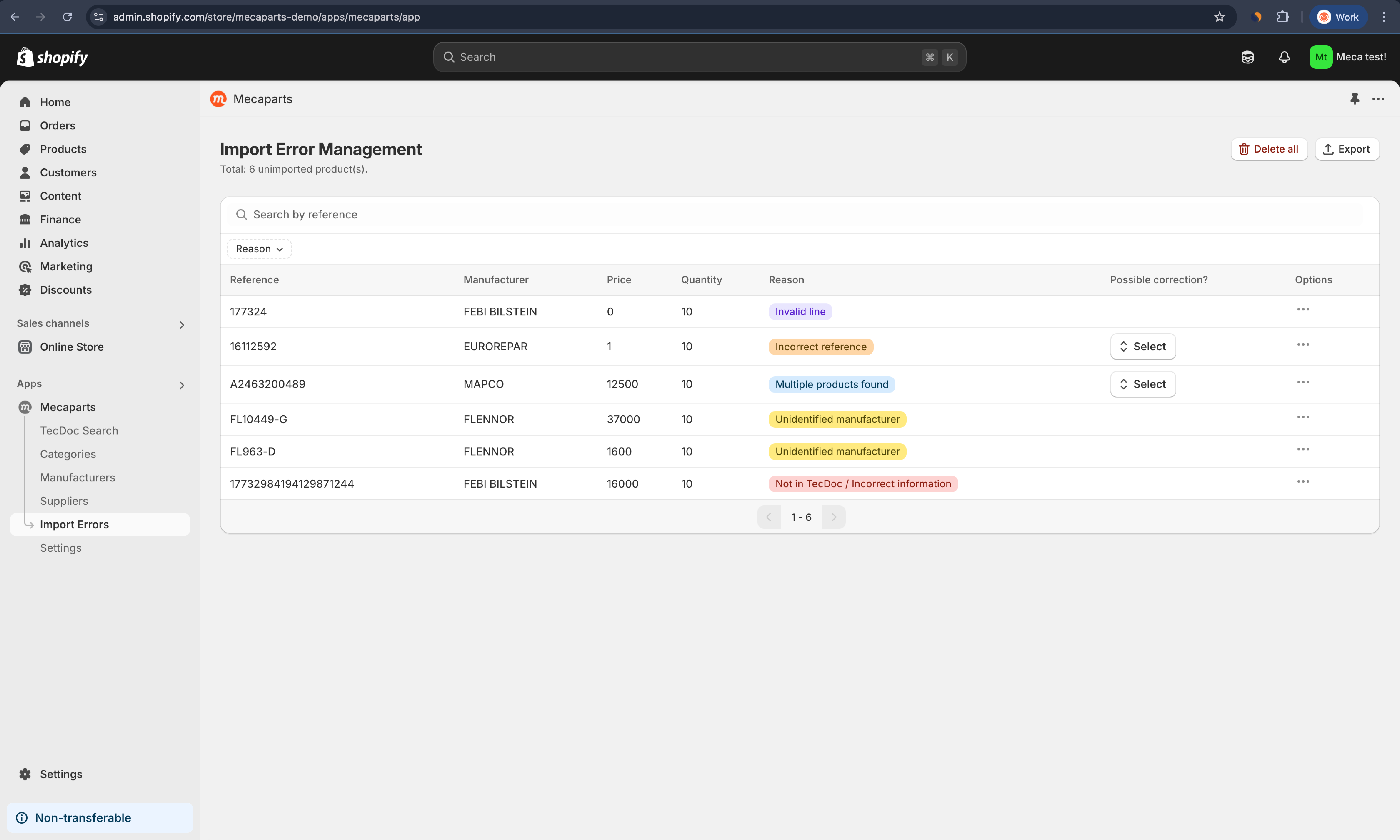 Import Error Management