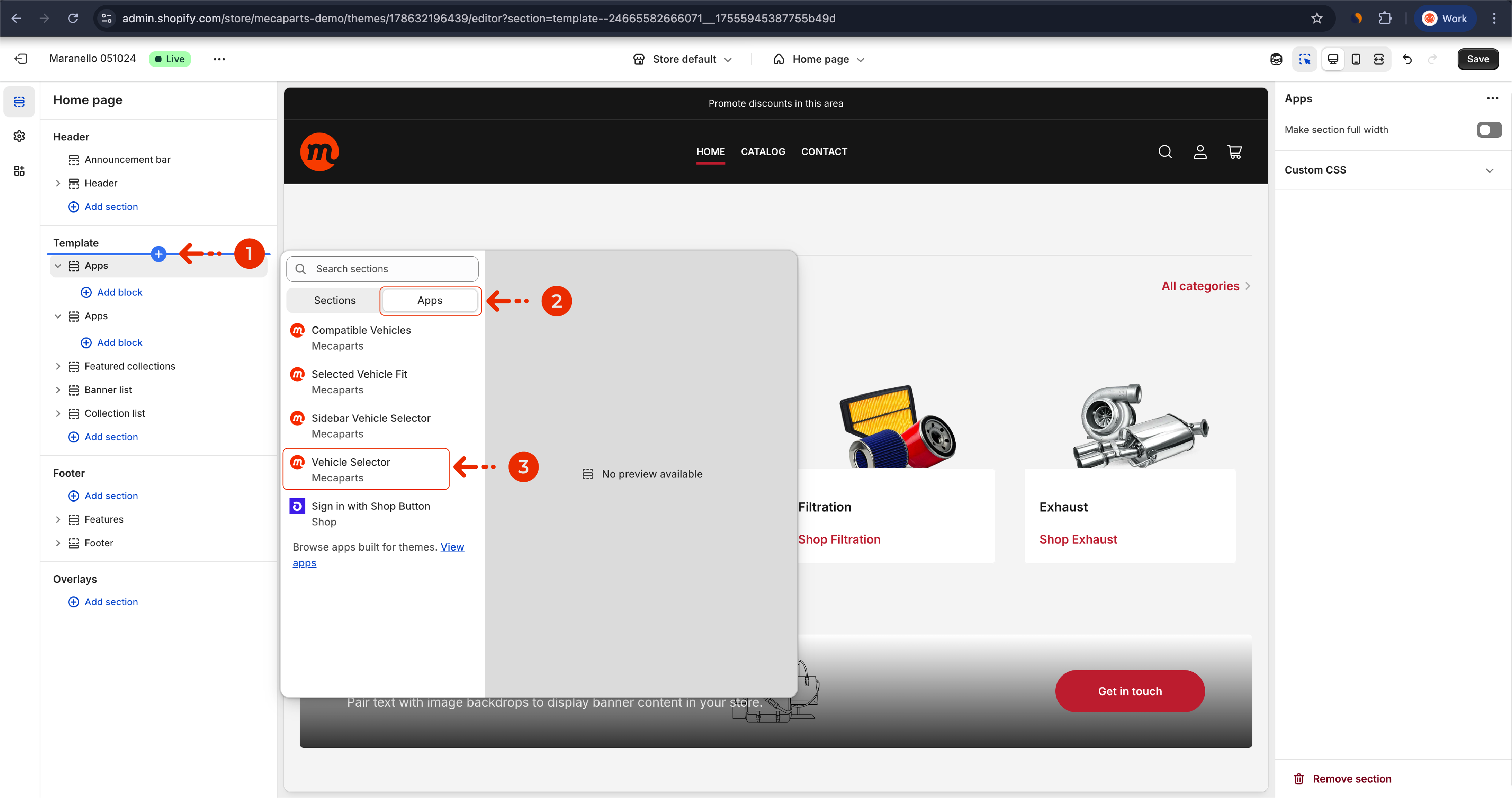 Add Vehicle Selector