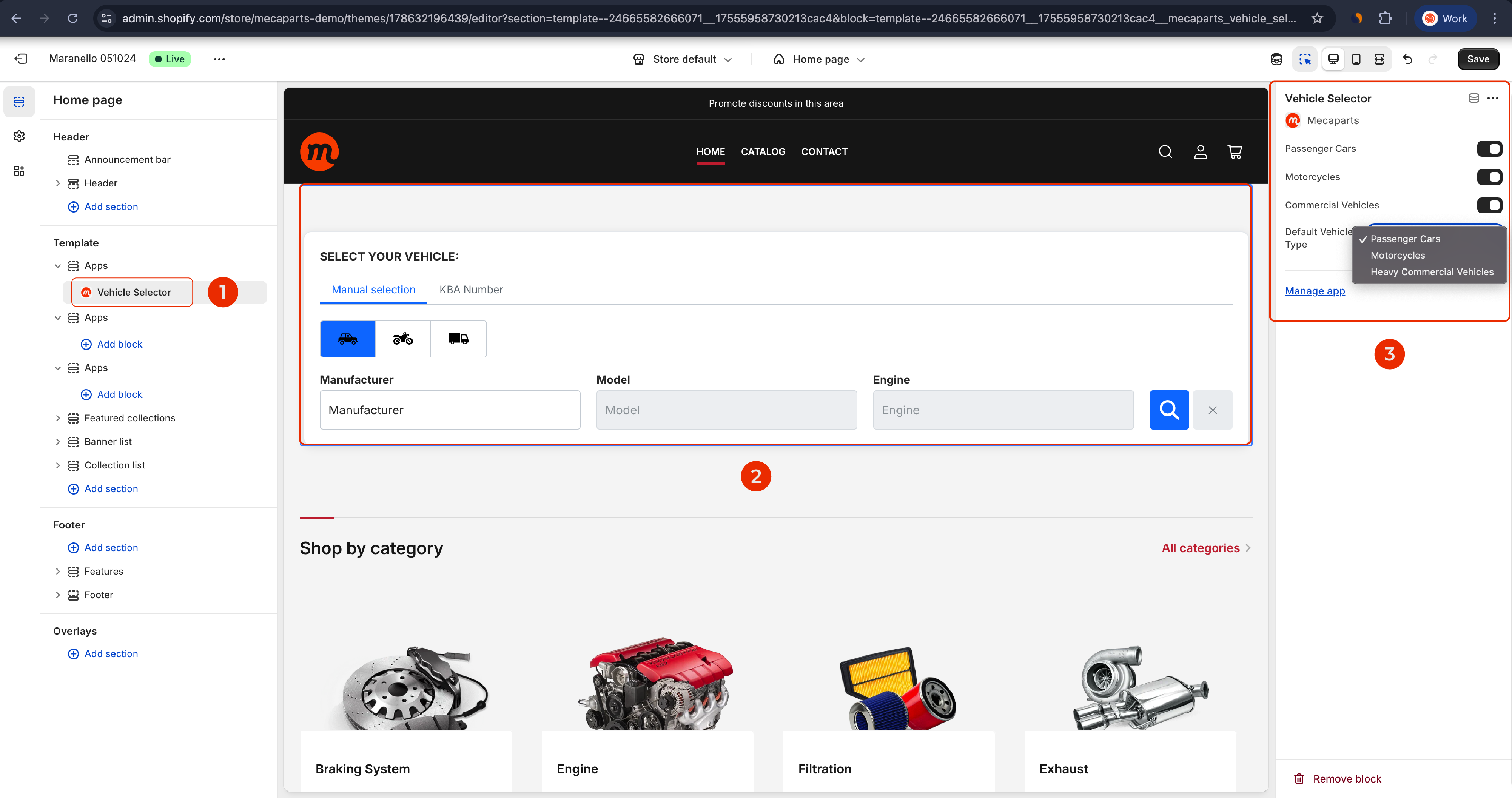 Add Vehicle Selector